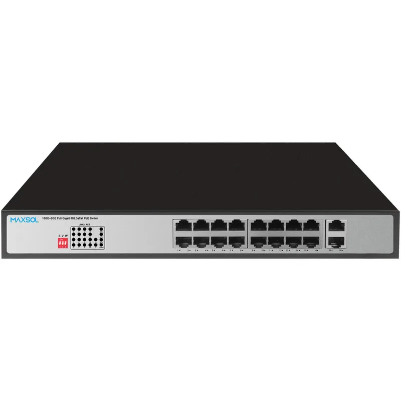 Switch Gigabit PoE+ de 16 puertos, 300 W y 2 enlaces de subida